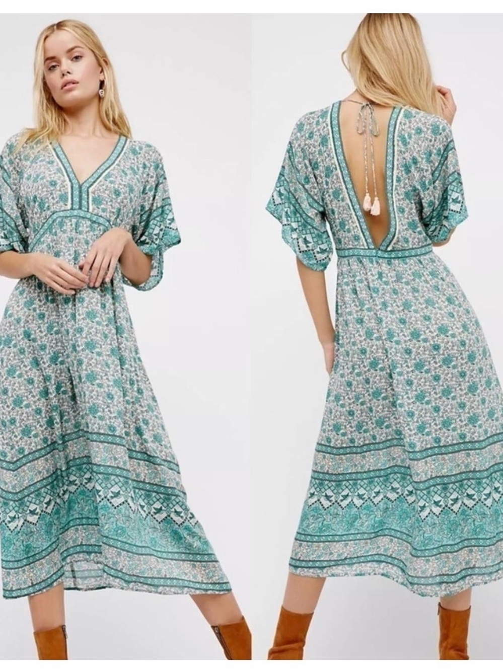 Spell Kombi Sage Midi Dress S EUC